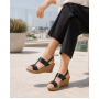 Sandale dama negre din piele naturala perforata cu toc pana S46NBOX